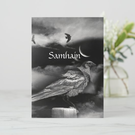 Beautiful Samhain Blessing Moon Raven Crows (Stehend Vorderseite)