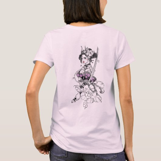 "Beautiful Samurai Geisha with Katana" T-Shirt (Rückseite)