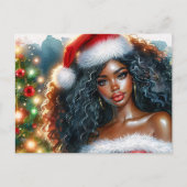 Beautiful Santa Black Woman Christmas Postkarte (Vorderseite)
