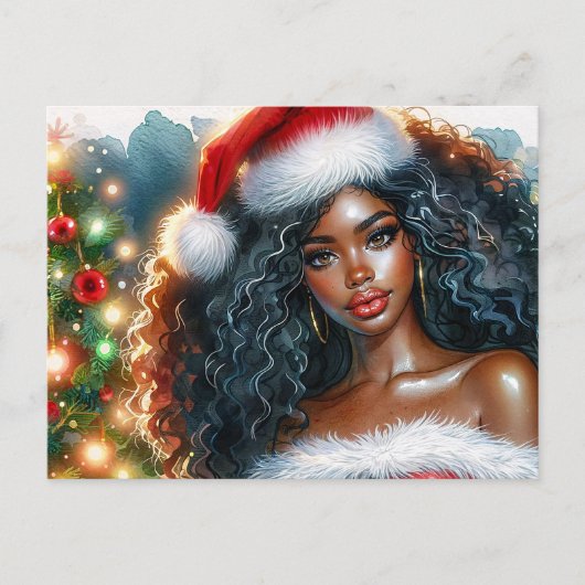 Beautiful Santa Black Woman Christmas Postkarte (Vorderseite)
