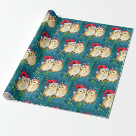 Beautiful Santa Owls Weihnachten  Geschenkpapier