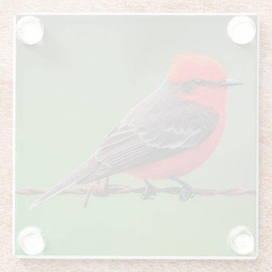 Beautiful Scarlet oder Austrian Flycatcher Glasuntersetzer (Rückseite)