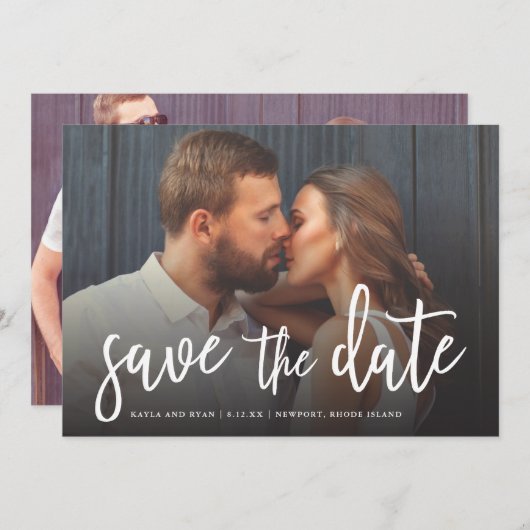 Beautiful Script Full-bleed Photo Save The Date (Vorne/Hinten)