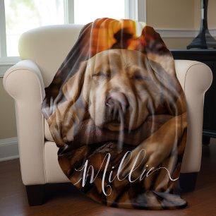 Beautiful Script Text Custom Foto Fleecedecke