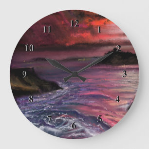 Beautiful Sea Sunset - Abstract Original Painting  Große Wanduhr