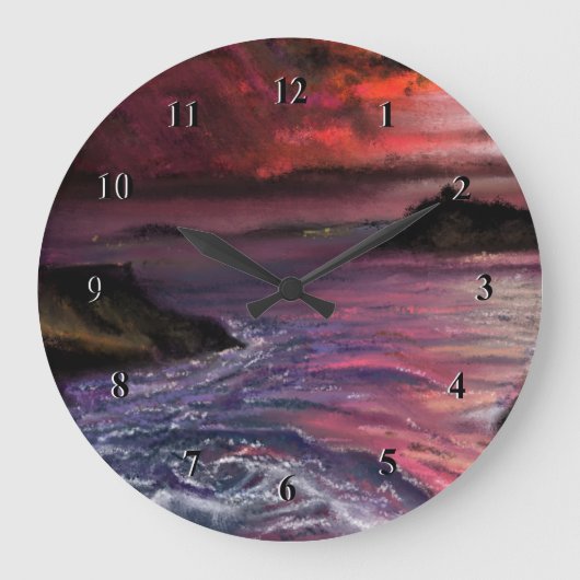 Beautiful Sea Sunset - Abstract Original Painting Große Wanduhr (Vorderseite)