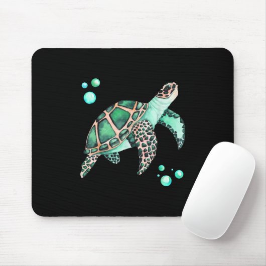 Beautiful Sea Turtle Watercolor Mousepad (Mit Mouse)