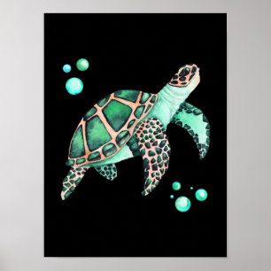 Beautiful Sea Turtle Watercolor Poster