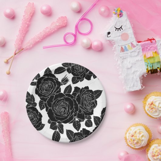 Beautiful seamless black and white monochrome patt pappteller (Party)