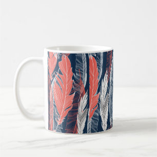 Beautiful seamless graphic pattern of feathers kaffeetasse