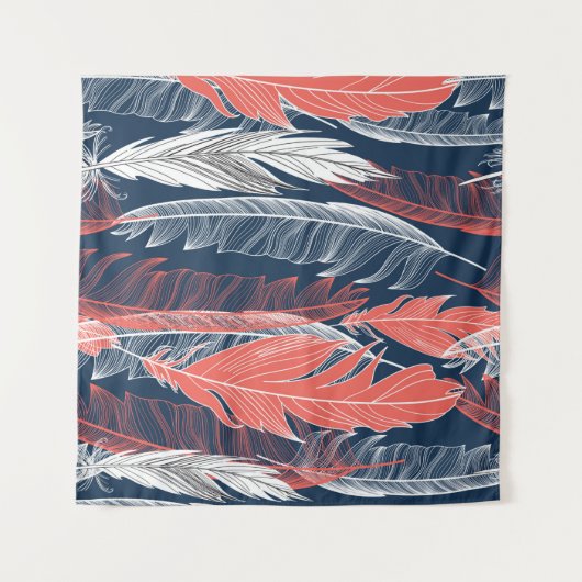 Beautiful seamless graphic pattern of feathers wandteppich (Vorderseite (Horizontal))