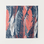 Beautiful seamless graphic pattern of feathers wandteppich (Vorderseite)