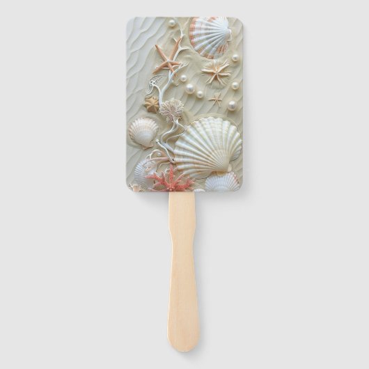 Beautiful Seashells Starfish Pearls Beach Fächer (Rückseite)
