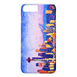 Beautiful Seattle Skyline Sunset Colors Watercolor Case-Mate iPhone Hülle