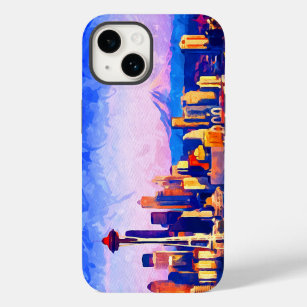 Beautiful Seattle Skyline Sunset Colors Watercolor Case-Mate iPhone 14 Hülle