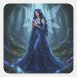 Beautiful September Sapphire Fairy Quadratischer Aufkleber