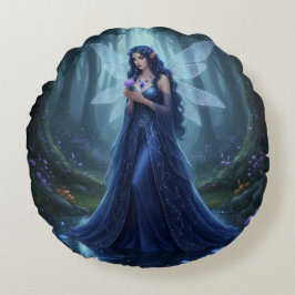 Beautiful September Sapphire Fairy Rundes Kissen