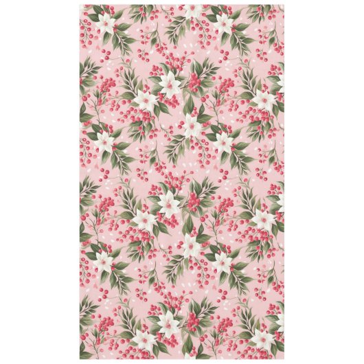 Beautiful Shabby Chic Pink Christmas Floral Berry Tischdecke (Vorderseite)