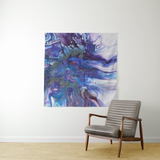 Beautiful shades of Blue Acrylic Art Tapestry Wandteppich (Beispiel (Horizontal))