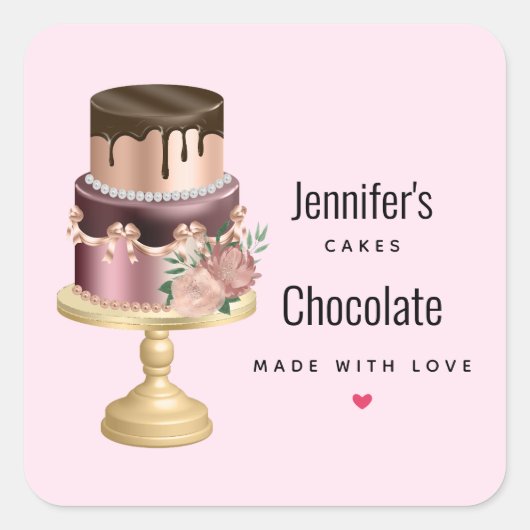 Beautiful Shiny Glam Party Cake Business Quadratischer Aufkleber (Vorderseite)