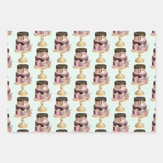 Beautiful Shiny Glam Party Cake Pattern Geschenkpapier Set (Vorderseite 3)