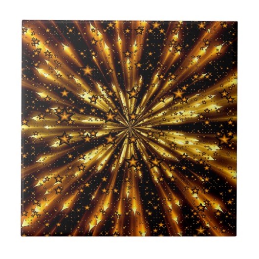 Beautiful Shiny Glitzer Gold Stars - Universum Fliese (Vorderseite)