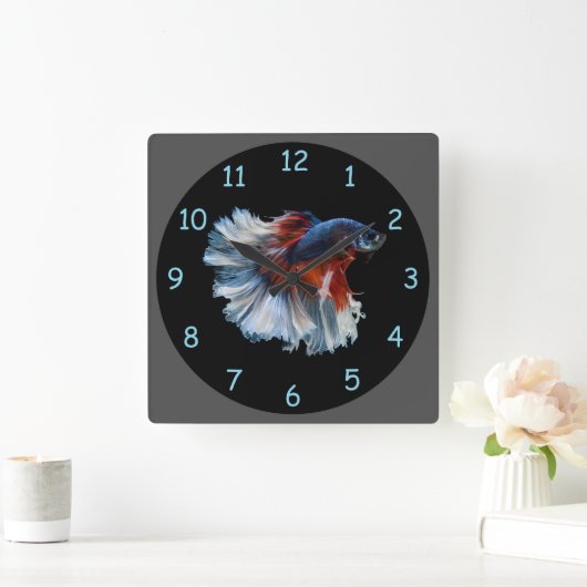 Beautiful Siamese Betta Fish Quadratische Wanduhr (Zuhause)