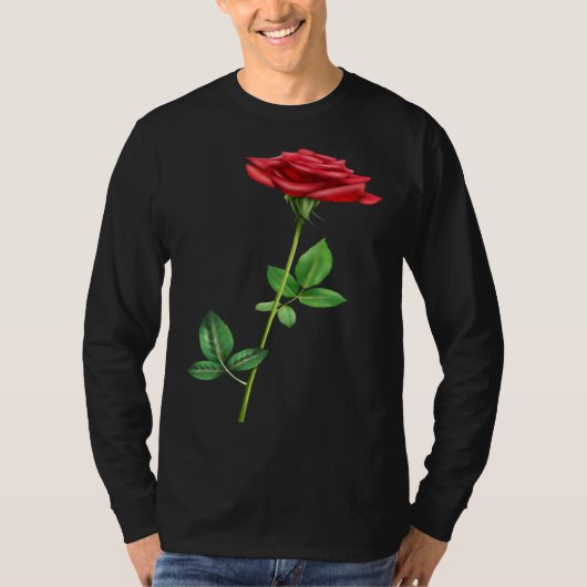 Beautiful Single Red Rose Flower Love For Floral T-Shirt (Vorderseite)
