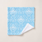 Beautiful sky blue and white floral pattern badhandtuch set (Waschlappen)