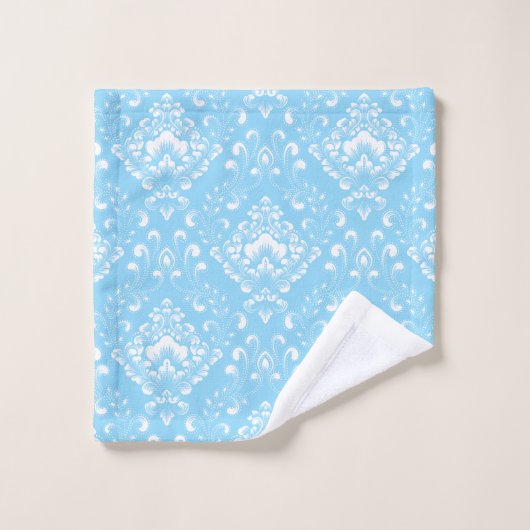 Beautiful sky blue and white floral pattern badhandtuch set (Waschlappen)