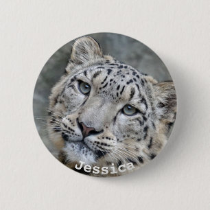 Beautiful Snow Leopard Button