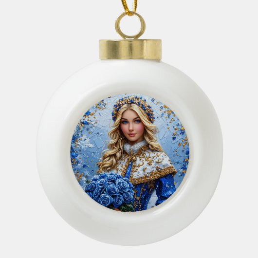 Beautiful Snow Maiden Keramik Kugel-Ornament (Vorderseite)
