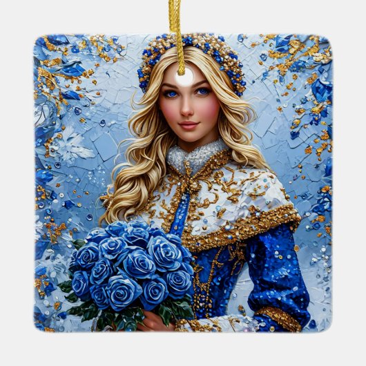 Beautiful Snow Maiden Keramikornament (Vorderseite)