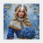 Beautiful Snow Maiden Ornament Aus Glas (Rückseite)