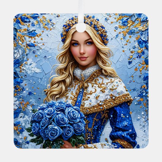 Beautiful Snow Maiden Ornament Aus Metall (Vorderseite)