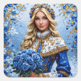 Beautiful Snow Maiden Quadratischer Aufkleber
