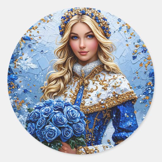 Beautiful Snow Maiden Runder Aufkleber (Vorderseite)