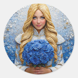 Beautiful Snow Maiden Runder Aufkleber
