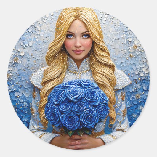 Beautiful Snow Maiden Runder Aufkleber (Vorderseite)