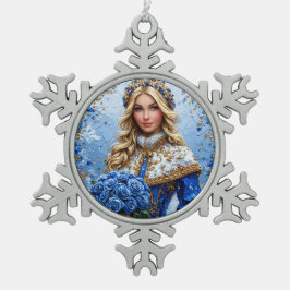 Beautiful Snow Maiden Schneeflocken Zinn-Ornament