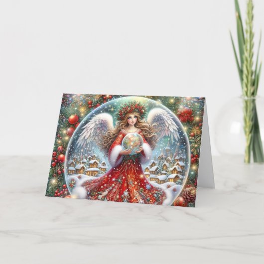 Beautiful Snowy Angel Christmas Feiertagskarte (Vorderseite)