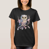 Beautiful Snowy Owl Tree Branch Flowers 1 T-Shirt (Vorderseite)