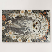 Beautiful Snowy Owl William Morris Inspired Puzzle (Horizontal)