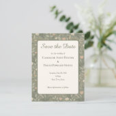 Beautiful Soft Flowers on Sage Green Muted Earthy Save The Date (Stehend Vorderseite)