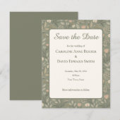 Beautiful Soft Flowers on Sage Green Muted Earthy Save The Date (Vorne/Hinten)