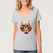 Beautiful Souls Sugar Skull Rose Banner Art T-Shirt (Vorderseite)