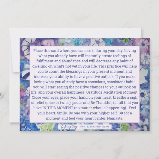 Beautiful Spiritual Practice Affirmation Card Einladung (Rückseite)