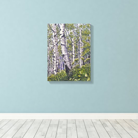 Beautiful Spring Aspen Trees Canvas Print Leinwanddruck (Insitu (Holzboden))