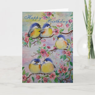 Beautiful Spring Birds Birthday Card Niedliche Spa Karte