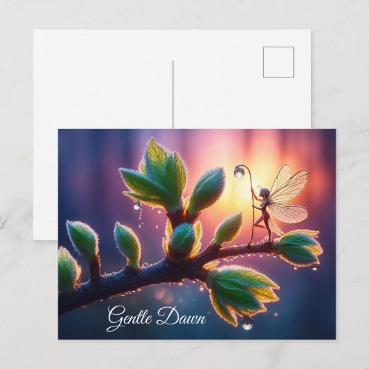 Beautiful spring nature with miniature pixie art postkarte (Vorne/Hinten)